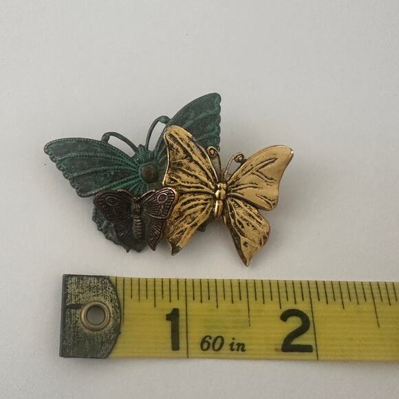 Vintage Multi Tone Butterfly Pin Brooch - Picture 4 of 5